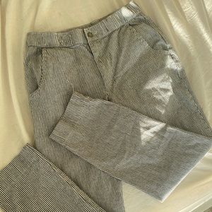 Black and white striped pants